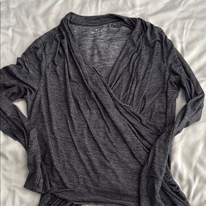 Charcoal Gray Wrap Top